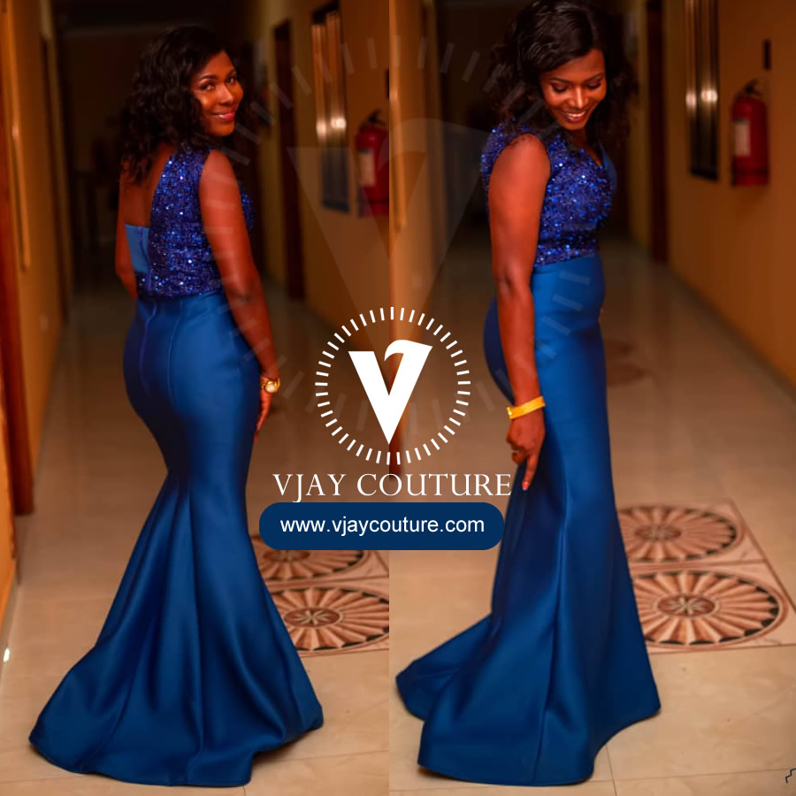 Vjay couture navy blue gown