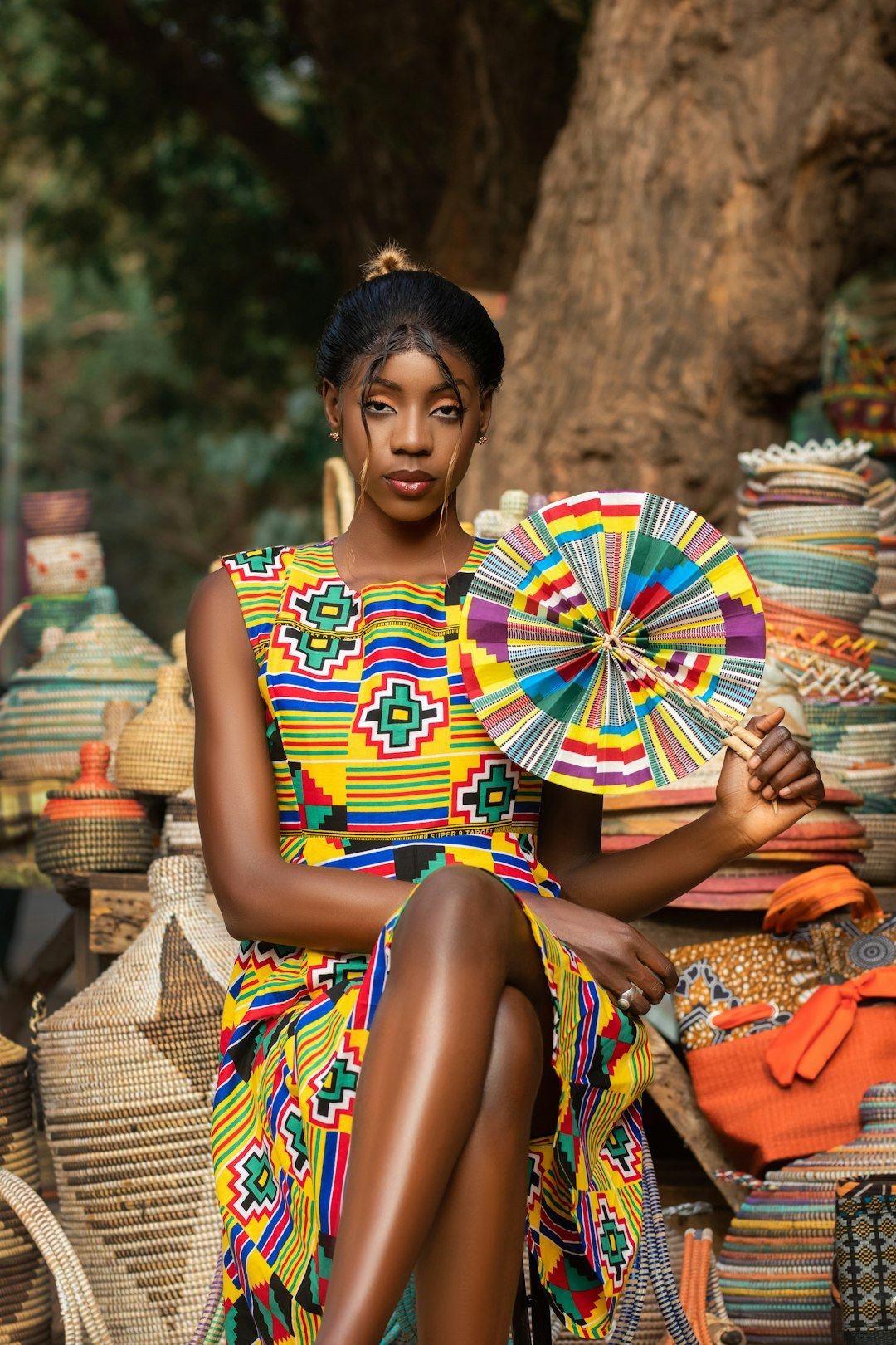 Women wearing colourful African fashion